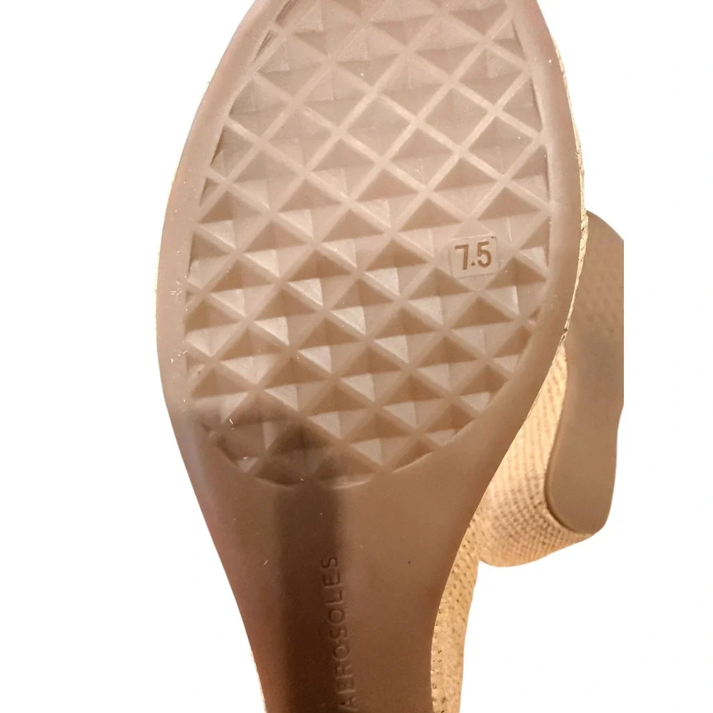 Aerosoles‎ Cafe Basket Raffia Wedge Sandals Natural Tan Women Runs Big 7.5M/8.5M
